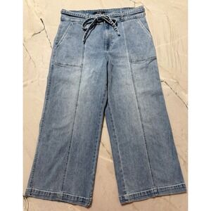 Hudson Jeans Womens Wide Leg Paperbag Waist Denim Blue High Size 16 Tie Waist